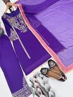 Setelan Salwar Kameez 3 Pcs Wanita, Desainer Baru, Tahan Lama, Bordir Berat, Payet, Bahan Georgette Faux Tebal, Cepat Kering