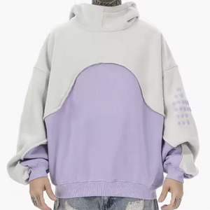 เสื้อฮู้ด100% โอเวอร์ไซส์สำหรับผู้ชายผ้าคอตตอนสีทึบดีไซน์ไหล่ปล่อยสำหรับฤดูใบไม้ผลิ - Product Image 6