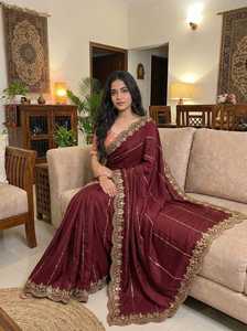 Sari Sartín Más Vendido con Bordado de Lentejuelas para Mujer, Ideal para Regalo, y Trabajo de Lehriya en Todo el Sari - Product Image 5