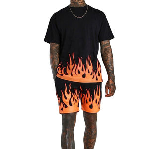 Venta al por mayor liso en blanco personalizado 2 piezas hombres manga corta conjuntos de moda verano sublimación corto conjunto para hombres - Product Image 1