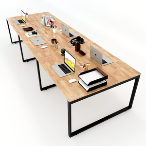 HBRT013-6-Person Modular Minimalist Eco-Friendly Cluster Table 360x120cm Rectangular System Assembled Steel Legs Freestanding - Product Image 1