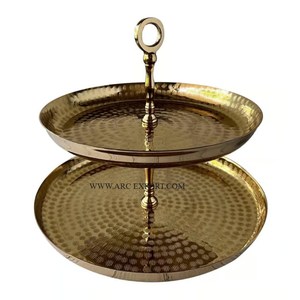 Shining Mirror Polished Metallic 2 <b>Tier</b> Display <b>Cake</b> <b>Stand</b> Party Ware Table Decoration Luxury Dessert and Cupcake <b>Stand</b> In India - Product Image 1