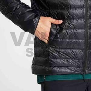 Chaqueta acolchada de invierno burbuja brillante con logotipo personalizado para hombre chaqueta de lona cortavientos con cuello levantado y capucha - Product Image 2