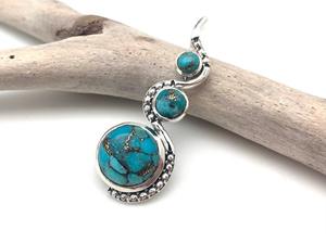 925 argent Sterling Turquoise pierres précieuses pendentif bijoux à la main en argent Boho Style pendentif bijoux pour femmes cadeau de mariage femme - Product Image 4