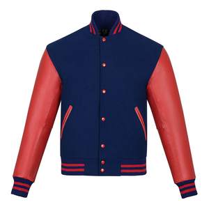 Vente en gros de veste en cuir de vachette pour hommes, manches en cuir de vachette, chenille bicolore style letterman, hiver 100% laine, veste universitaire originale OEM - Product Image 2