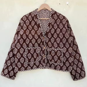 Chaqueta acolchada Kantha Reversible, abrigo bohemio de algodón hecho a mano para mujer, prendas de vestir exteriores florales, regalo de Navidad para Amigos de la familia - Product Image 1