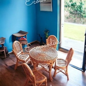 Meubles en rotin de haute qualité fabriqués à la main 4 ensembles de chaises en bambou avec table en bambou sans accoudoir pour jardin extérieur Lane - Product Image 2