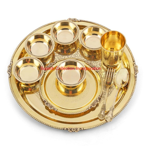 High Quality Stainless Steel Thali Set Dinnerware <b>Metal</b> Plate Set With Bowls Glass And Spoon For Home And Hotel Supply On Sale - Product Image 2