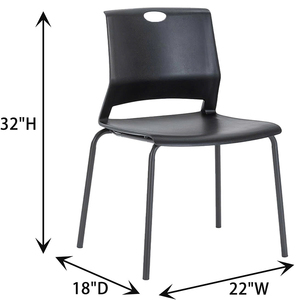 Black Stackable <b>Chairs</b> Set of <b>4</b>, Modern Office Guest <b>Chairs</b> Wide Seat, Stackable <b>Dining</b> <b>Chairs</b>,Living <b>Room</b>, Waiting <b>Room</b> - Product Image 4