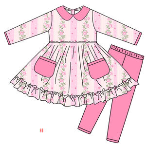 Conjunto de Ropa para Hermanos Pequeños de San Valentín, Blusas con Estampado Floral, Rompers con Volantes Rosas para Niñas Pequeñas, Ropa Personalizada para Niños - Product Image 3