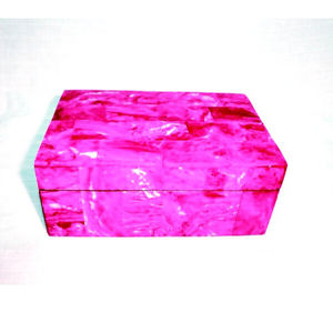 Handmade <b>Pink</b> Resin Floral Design Wood & Resin <b>Jewelry</b> Box Carton-Packed Handmade Gift Packaging - Product Image 1