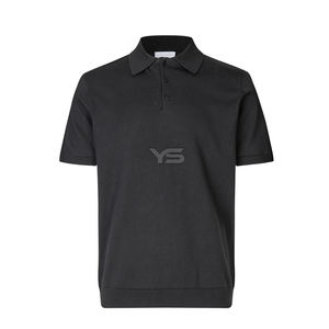 Polo de golf respirant pour hommes Bas côtelé Style jersey décontracté Motif solide avec option multicolore - Product Image 1