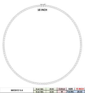 Lujoso collar de tenis para mujer de 18 pulgadas, oro de 14 quilates, 24.00ct, diamantes CVD cultivados en laboratorio, Diamante brillante certificado IGI chapado en rodio - Product Image 4