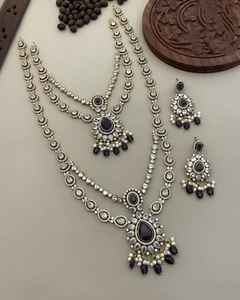 Conjunto combinado de calidad superior, collar de diamantes de moissanita con pendientes, conjunto de joyería con aspecto de diamante americano para fiesta de boda - Product Image 2