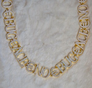 Cadena de Eslabones con Diamantes LL VVS, Chapada en Oro de 18K, Estilo Hip Hop de Lujo, Cadena Miami Iced, Letras Personalizadas, Collar Unisex para Regalo - Product Image 6