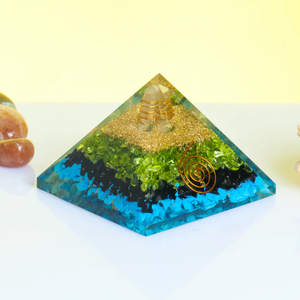 Órgano Ovalado con Peridoto Turquesa y Turmalina Negra |   Herramienta de Energía Espiritual de Sanación de Chakras REIKI Hecha a Mano |   Venta al por Mayor a Granel - Product Image 2