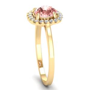 Bague Halo en Or Massif 14K 18K REYES Luxe avec Morganite Ronde de 1 Carat, Certifiée IGI, Bijoux Classiques en Diamant pour Femmes - Product Image 3
