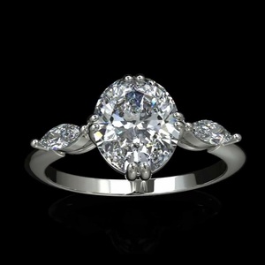 Anillo de diamante cultivado en laboratorio ovalado IGI, anillo de diamante creado en laboratorio de oro blanco sólido de 14 quilates para boda y anillo o banda de compromiso - Product Image 1