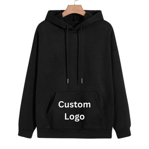 Vente en gros sweats à capuche noirs avec logo personnalisé pour sweat-shirt de haute qualité gsm sweat-shirt à épaules tombantes tissu de couleur unie de meilleure qualité - Product Image 2
