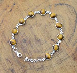 Bracelet en argent œil de tigre jaune naturel 925 Sterling - Product Image 2