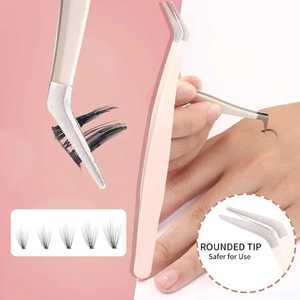 Pince à épiler professionnelle rose anti-dérapante en acier inoxydable pour extension de cils cils à pointe en fibre de précision - Product Image 4