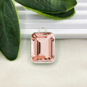 Pendentif en Morganite Quartz Taille Émeraude 20x15mm Forme Octogone Argent Sterling 925 Serti Pendentif Morganite Quartz Bijoux d'Inde - Product Image 1