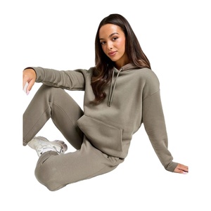 Conjunto de chándal de lana con capucha para mujer, algodón, poliéster, dos piezas, invierno, nueva moda, logotipo personalizado - Product Image 5