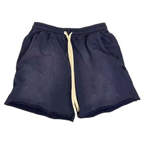 Short de sueur vierge personnalisé avec cordon de serrage, lavage à l'acide, short vintage en molleton de coton uni pour survêtement, lavage de sport pour hommes - Product Image 2