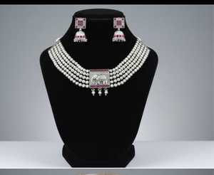 Fantaisie Design Long Collier En Argent Oxydé Ensemble Partie Porter Des Bijoux Beaux Bijoux En Argent Oxydé Traditionnel pour Les Femmes - Product Image 5