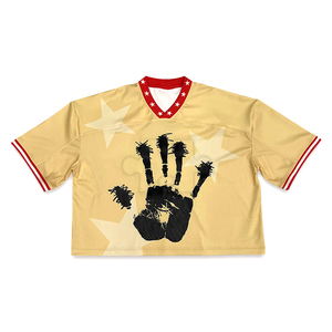 Maillot Boxy surdimensionné personnalisé imprimé Vintage unisexe Football américain T-Shirt Streetwear Jersey T-Shirt surdimensionné pour hommes Mesh Jersey - Product Image 1