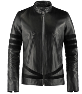Chaquetas de cuero negro sólido de motociclista informales de cuero auténtico hechas a medida para hombre con cremallera para hombre - Product Image 1