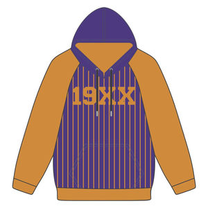 Sweat à capuche Omega Fraternity à rayures violettes avec manches raglan or vieilli, logo en chenille, Divine Nine, année de fondation 19XX - Product Image 2