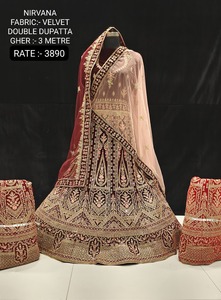 Velours de qualité supérieure Lehenga Choli ensemble de couleur marron personnalisé travail Zari lourd dames filles vêtements de fête y compris correspondant Dupatta - Product Image 4
