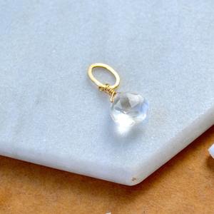 Pendentif en pierre précieuse de topaze blanche en forme de larme facettée, pierre naturelle transparente, plaqué or, charme fait à la main, bijoux - Product Image 5