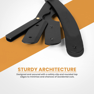 Maquinilla de afeitar de borde recto de peluquero profesional negro con 100 cuchillas de acero inoxidable 100 por ciento - Product Image 6