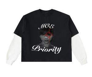 เสื้อยืดคอกลมแขนยาวผ้าฝ้ายพิมพ์ลายสกรีนผ้าไหม220GSM โอเวอร์ไซส์พร้อมโลโก้ด้านหน้าสำหรับผู้ชาย - Product Image 1