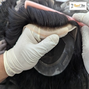 REGENT SFL Skin 100% Human <b>Hair</b> Toupee for <b>Men</b> Hand Tied Weft in Natural Wave Straight Style High Demand-Large Stock Available - Product Image 2