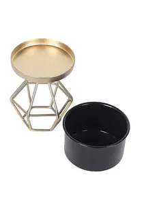 Maceteros con soportes en forma de diamante, Juego de 3 macetas de Metal hechas a mano, florero de Metal de estilo costero, venta al por mayor de alta venta - Product Image 4