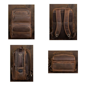 Sac à dos de voyage promotionnel pour homme, en cuir véritable tendance avec doublure en soie, motif paysage - Product Image 5