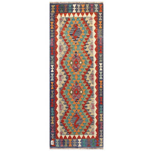 Alfombra Kilim de Maimana, Afganistán, 193 x 73 cm, Alfombras y Juegos de Alfombras - Product Image 1