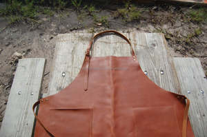Delantal de cuero genuino con doble bolsillo al por mayor, ropa de trabajo de salón duradera para Chef, artistas, artesanos, logotipo personalizado para jardinería de cocina - Product Image 2