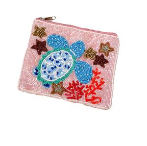 Porte-monnaie brodé à la main en perles de rocaille pour femmes, porte-monnaie à fermeture éclair brodé en perles de rocaille, mode artisanale - Product Image 5