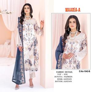 Salwar Kameez en fausse georgette lourde de style pakistanais à la mode avec broderie élégante et travail de séquence pour une tenue de fête et de fête - Product Image 2