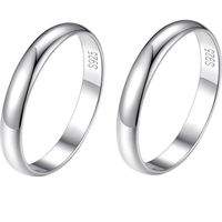 Gümüş Band yüzükler kadınlar için kızlar basit nişan düğün Band boyutu 4 ila 12 genişlik 2mm/3mm/5mm hediye kutusu ile