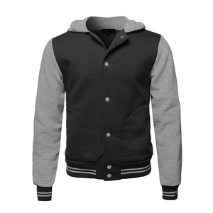 Chaqueta universitaria con logotipo personalizado de calle para hombre, chaquetas de béisbol informales de algodón con bordado de alta calidad y soporte con estampado abullonado - Product Image 4