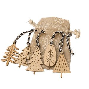 Handmade Wooden <b>Christmas</b> <b>Tree</b> Ornaments Rustic Foliage Design Multi-Piece Set for <b>Wall</b> Decor Living Room - Product Image 3