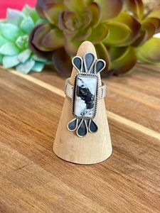 Bague ajustable unique en argent sterling et buffle blanc faite à la main Bijoux pour femmes Accessoire de créateur élégant Boho - Product Image 4