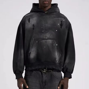 600Gsm มีฮู้ดแบบสวมหัวผ้าคอตตอนหนาของผู้ชายเสื้อมีฮู้ดผ้าฟลีซโอเวอร์ไซส์เปิดไหล่ออกแบบได้ตามต้องการ - Product Image 5