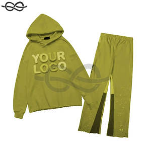 Nuevos chándales con estilo para hombre, Sudadera con capucha, pantalones de chándal a juego con forro polar de retazos, ropa de invierno cálida - Product Image 4