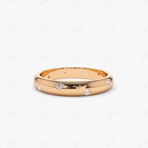 Stylish 14K Yellow Gold Women's Wedding and Anniversary <b>Ring</b> Cut Diamond Engagement <b>Ring</b> with <b>Dome</b> Design - Product Image 3